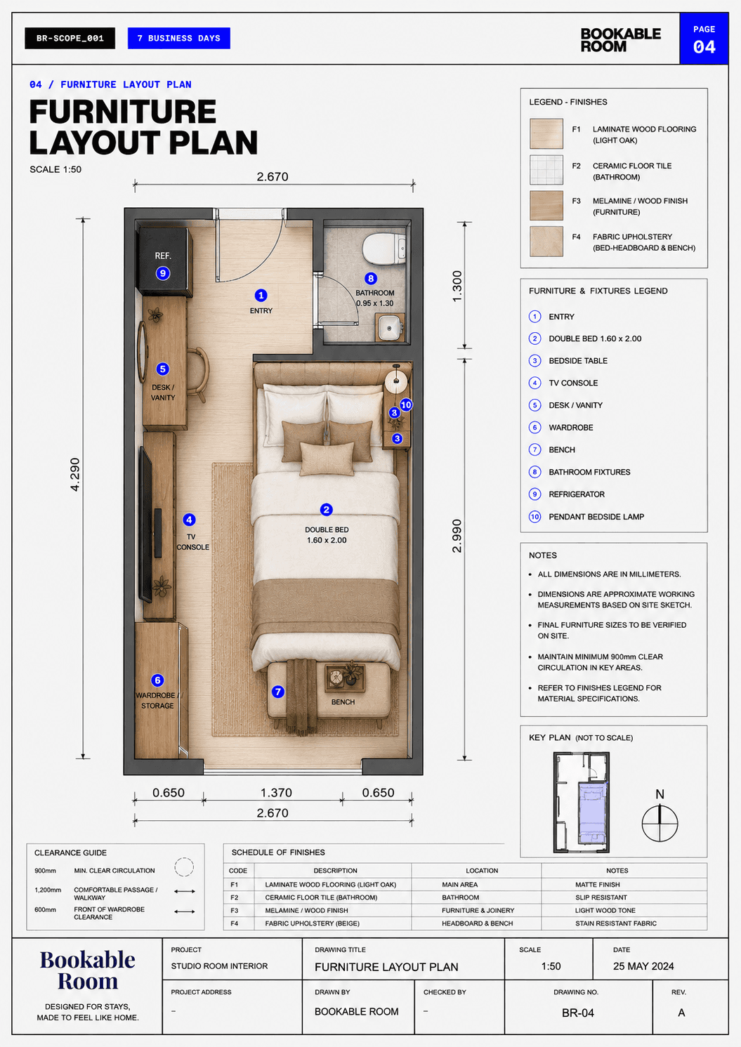 Portrait render direction sheet for the rental apartment studio refresh.